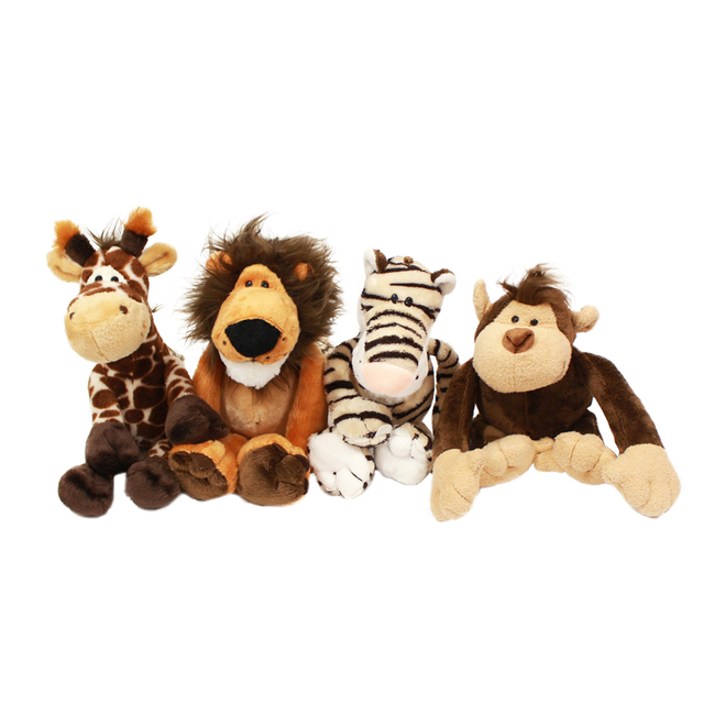Wholesale Forest Jungle Animals Lion Giraffe Monkey Plush Toys Stuffed Zoo Animals Plush Tiger Diy Jungle Animal Wild Toys