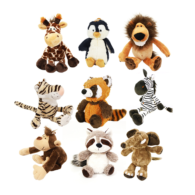 Wholesale Forest Jungle Animals Lion Giraffe Monkey Plush Toys Stuffed Zoo Animals Plush Tiger Diy Jungle Animal Wild Toys