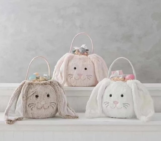 Bucket Handbags Kids Gift Easter Bucket Plush Bunny Easter Baskets