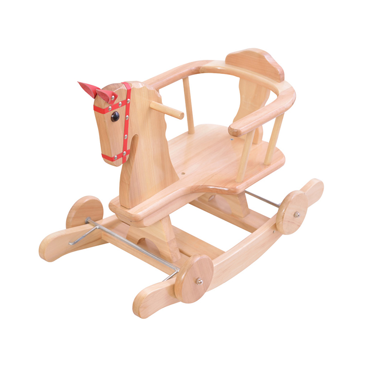 Wholesale Child Rocking Animal Shape Pink Plush Wooden Ride On Toys