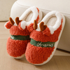 Women Fashion Fuzzy House Indoor Warm Cute Thick Sole Christmas Deer Home Plush Reindeer Slippers