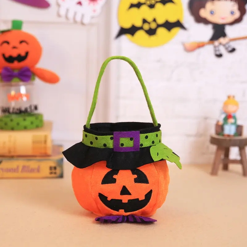 Wholesale Festival Decoration Pumpkin Candy Basket Kids Trick Or Treat Tote Bag Cartoon Halloween Buckets