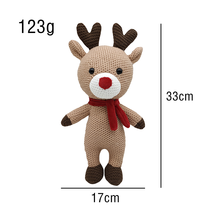 Knitted Handmade Custom Crochet Baby Toy Stuffed Animals Deer Plush Doll Christmas Reindeer Plush Toys