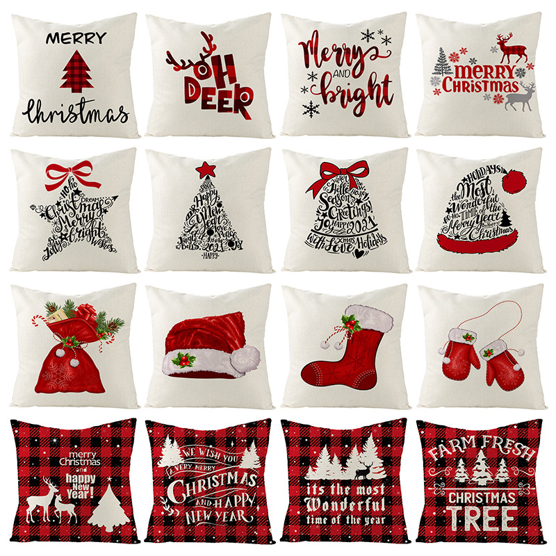 Hot Selling Throw Pillow Case Cushion Merry Christmas Decoration Tree Base Christmas Pillow Covers